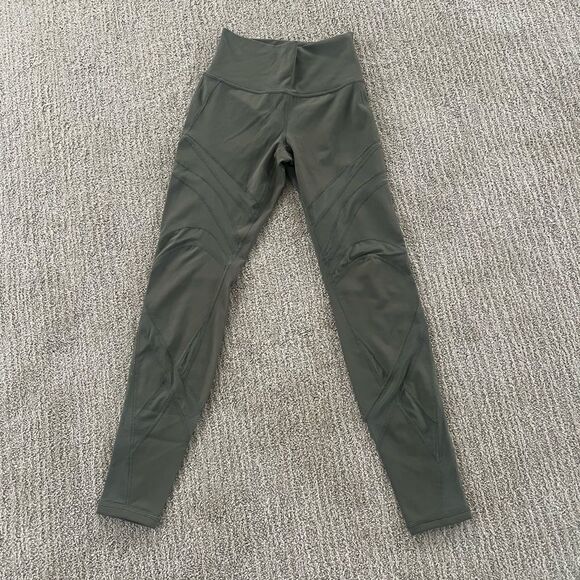 Lululemon Green Mesh Patterned 27” Wunder Under Leggings - Picture 1 of 8